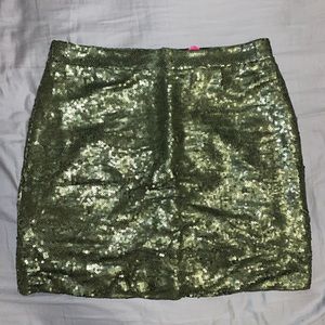AGACI Olive Green Sequin Mini Skirt Size Medium